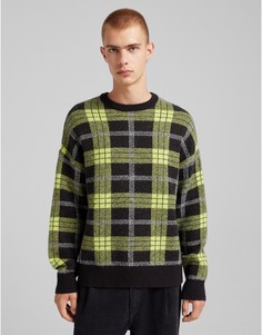 Черный джемпер в клетку Bershka-Черный цвет