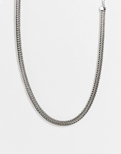 Серебристое ожерелье из плоской массивной цепочки DesignB London-Серебряный