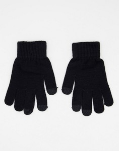 Черные перчатки с отделкой для сенсорных устройств SVNX-Черный цвет