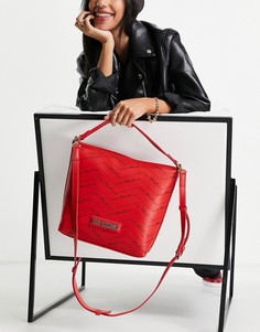 Красная сумка через плечо с ручкой сверху и сплошным принтом с логотипом Love Moschino-Красный