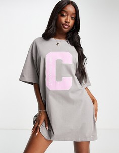 Серое платье-футболка в стиле oversized The Couture Club-Серый
