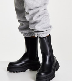 Черные ботинки челси на массивной подошве для широкой стопы Truffle Collection-Черный цвет