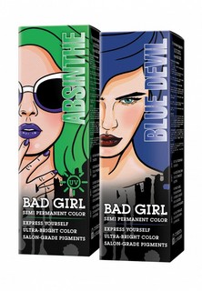 Краска для волос Bad Girl 150 мл x 2 шт. Blue devil (синий)/ Absinthe (неоновый зеленый)