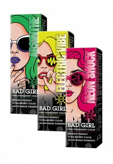 Краска для волос Bad Girl 150 мл x 3 шт. Absinthe (неоновый зеленый)/ Electric Vibe (неоновый желтый)/Neon Shock (неоновый розовый)