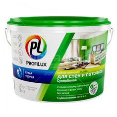 Краска воднодисперсионная, Profilux, PL-04A, акриловая, для стен и потолка, матовая, супербелая, 3 л