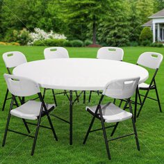 Мебель садовая Green Days, Марьяна, белая, стол, 180х180х74 см, 6 стульев