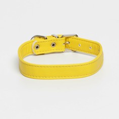 Ошейник из экокожи жёлтый, размер 34-46 см, ширина 1.8 см Пушистое счастье