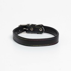 Ошейник из экокожи чёрный, размер 34-46 см, ширина 1.8 см Пушистое счастье