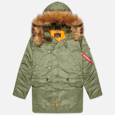Мужская куртка парка Alpha Industries N-3B Slim Fit, цвет оливковый, размер XL
