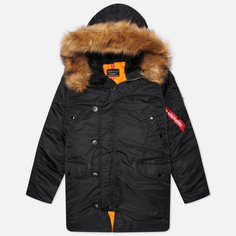 Мужская куртка парка Alpha Industries N-3B Slim Fit, цвет чёрный