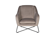 Кресло велюровое бежевое/черный металл (garda decor) коричневый 80x75x87 см.