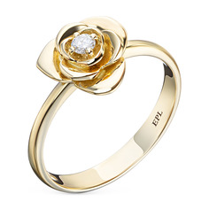 Кольцо из желтого золота с бриллиантом э0301кц04200870 ЭПЛ Якутские Бриллианты