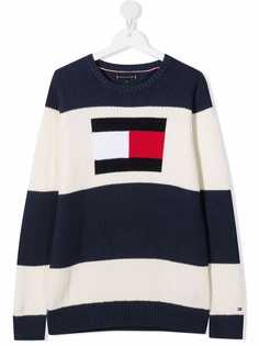 Tommy Hilfiger Junior джемпер в полоску с логотипом