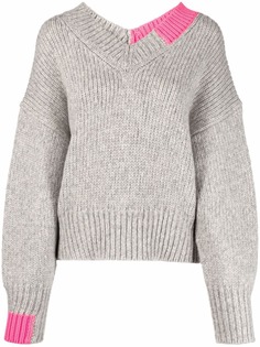 Helmut Lang джемпер в стиле колор-блок с V-образным вырезом