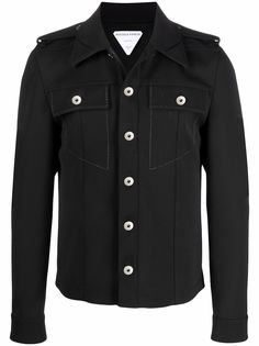 Bottega Veneta куртка-рубашка с контрастной строчкой