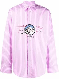 MSGM рубашка в тонкую полоску с логотипом