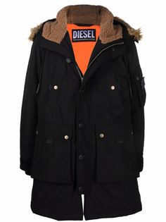 Diesel парка с капюшоном и искусственным мехом