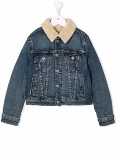 Ralph Lauren Kids джинсовая куртка с воротником из шерпы