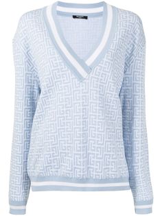 Balmain джемпер с V-образным вырезом и монограммой