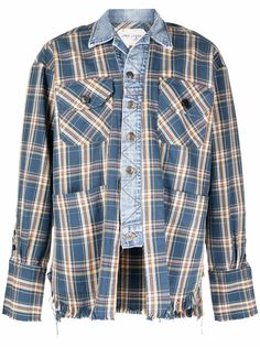 Greg Lauren клетчатая куртка-рубашка