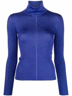 Saint Laurent джемпер с высоким воротником и люрексом