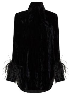 16Arlington бархатная блузка Seymour с перьями