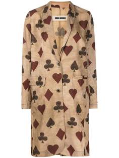 Uma Wang однобортное пальто с принтом