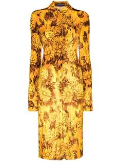 Kwaidan Editions бархатное платье-рубашка с цветочным принтом
