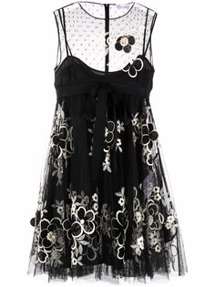 RED Valentino платье мини с цветочной аппликацией