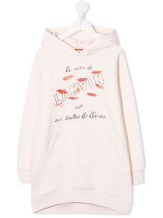 LANVIN Enfant платье-джемпер с капюшоном и логотипом