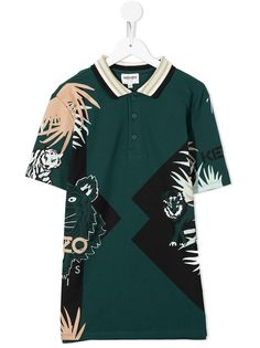 Kenzo Kids рубашка поло с принтом Tiger