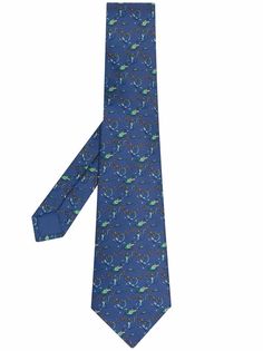Hermès шелковый галстук 2000-х годов с анималистичным принтом Hermes