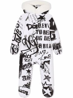 Dolce & Gabbana Kids дутый комбинезон с принтом граффити