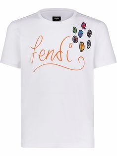 Fendi футболка с вышитым логотипом