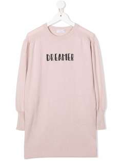 Brunello Cucinelli Kids кашемировое платье с надписью Dreamer