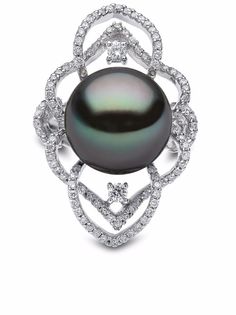 Yoko London кольцо Twilight из белого золота с жемчугом и бриллиантами
