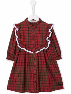 Philosophy Di Lorenzo Serafini Kids платье-рубашка в клетку с оборками