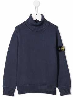 Stone Island Junior джемпер с нашивкой-логотипом и высоким воротником