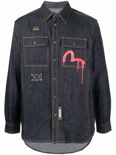 EVISU джинсовая рубашка с логотипом