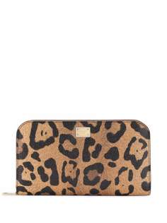Dolce & Gabbana кошелек на молнии с леопардовым принтом
