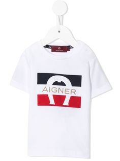 Aigner Kids футболка с вышитым логотипом