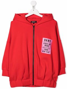 Dkny Kids худи на молнии с нашивкой-логотипом