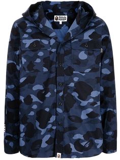 A BATHING APE® куртка-рубашка с капюшоном и камуфляжным принтом Bape