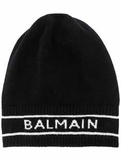 Balmain вязаная шапка бини с логотипом