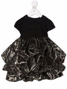 Balmain Kids платье мини с оборками и логотипом