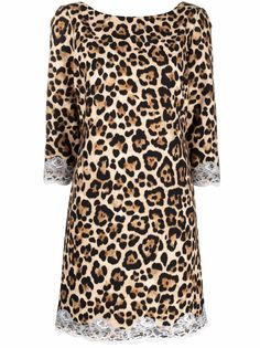 Blumarine платье-трапеция с леопардовым принтом и кружевом