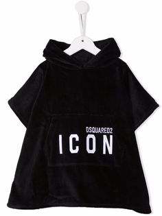Dsquared2 Kids махровый халат с капюшоном и логотипом