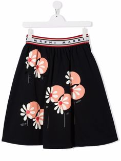 Marni Kids юбка с цветочным принтом и логотипом