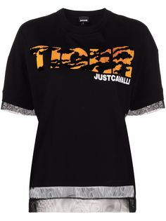 Just Cavalli футболка со вставкой из тюля