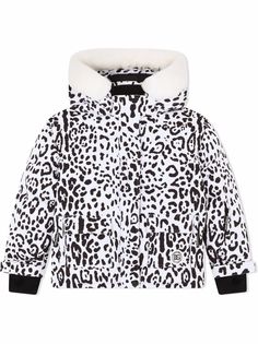 Dolce & Gabbana Kids пальто с капюшоном и леопардовым принтом